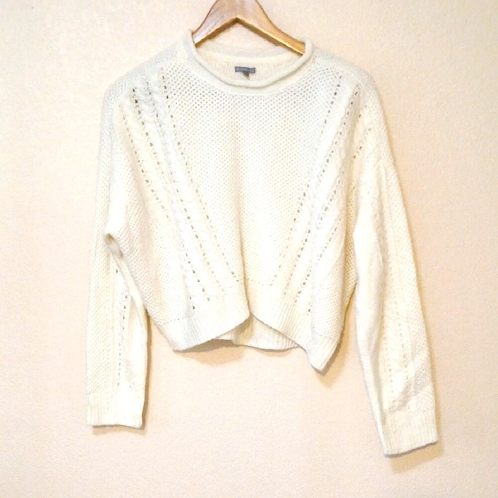 Charlotte Russe Y2K White Crop Sweater Open Knit